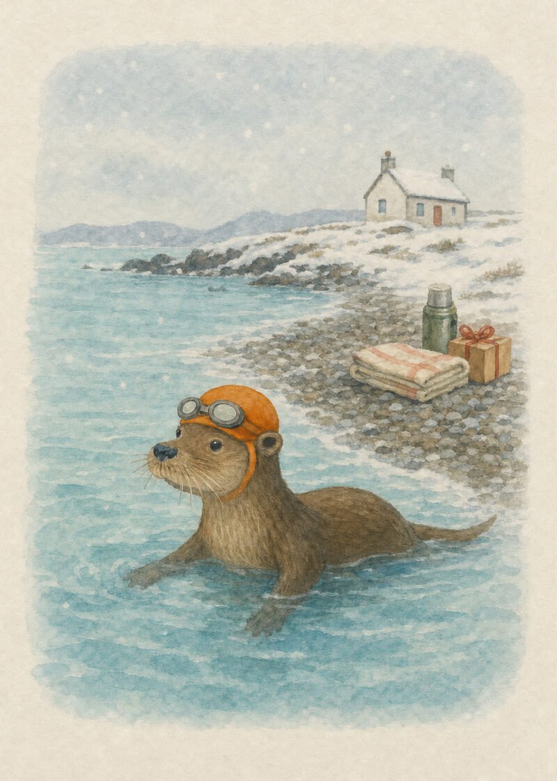 Flora the otter, Christmas Day swim